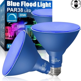 PAR38 Blue Grow Light Bulb 420nm, Dimmable,E26 Base Blue Flood Light Outdoor(20W Replace to 200W),Blue Light Bulb